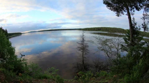 Movement of clouds on the river Revda. Pochinok village, Sverdlovsk region,  Stock Footage 57114496