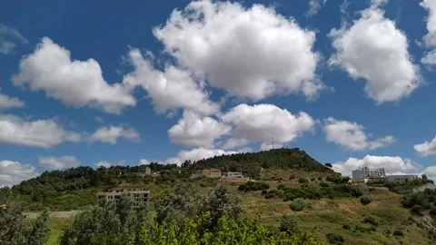 Movement of clouds in the sky over mountain Stock Footage 132902830