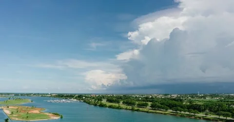The movement of clouds in the sky resort of Varadero, the view from the roof to Stock Footage 68054853