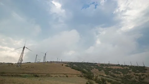 The movement of clouds in the spring in the Crimea peninsula Stock Footage 144054890