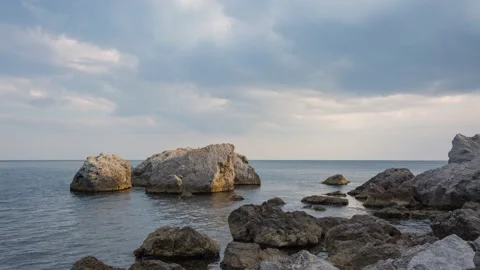 The movement of clouds in the spring in the Crimea peninsula Stock Footage 144054967