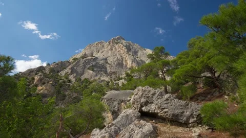 The movement of clouds in the spring in the Crimea peninsula Stock Footage 144055074