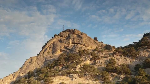 The movement of clouds in the spring in the Crimea peninsula Stock Footage 145389146