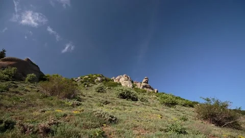 The movement of clouds in the spring in the Crimea peninsula Stock Footage 145389162