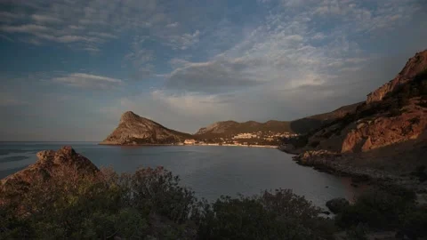 The movement of clouds in the spring in the Crimea peninsula Stock Footage 145389163