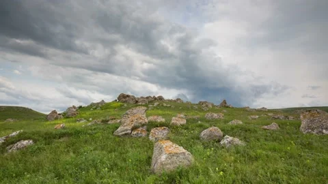 The movement of clouds in the spring in the Crimea peninsula Stock Footage 145389237