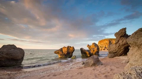 The movement of clouds in the spring in the Crimea peninsula Stock Footage 145389256