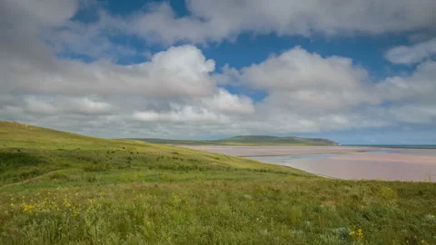 The movement of clouds in the spring in the steppe of the Crimea peninsula Stock Footage 87460290