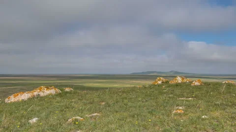 The movement of clouds in the spring in the steppe part of the Crimea peninsula Stock Footage 85508704