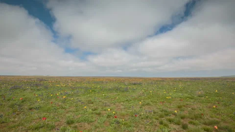 The movement of clouds in the spring in the steppe part of the Crimea Stock Footage 85510118