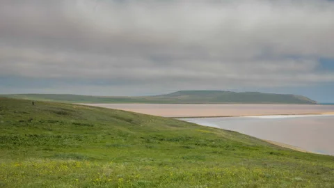 The movement of clouds in the spring in the steppe part of the Crimea Stock Footage 85510574
