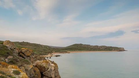 The movement of clouds in the spring in the steppe part of the Crimea peninsula Stock Footage 85515450