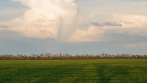 The movement of clouds in the spring in the steppe part of the Crimea peninsula Stock Footage 85515477