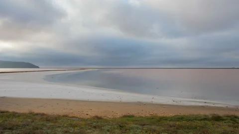 The movement of clouds in the spring in the steppe part of the Crimea Stock Footage 85515564
