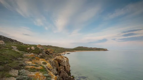 The movement of clouds in the spring in the steppe part of the Crimea Stock Footage 85515567