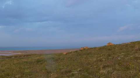 The movement of clouds in the spring in the steppe part of the Crimea peninsula Stock Footage 85515705