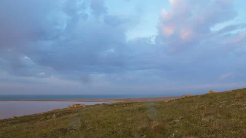 The movement of clouds in the spring in the steppe part of the Crimea Stock Footage 85515711