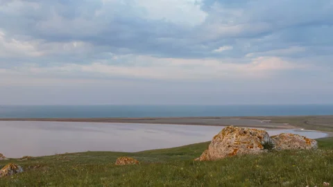 The movement of clouds in the spring in the steppe part of the Crimea peninsula Stock Footage 85515729