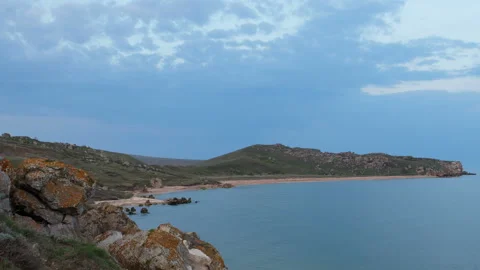 The movement of clouds in the spring in the steppe part of the Crimea peninsula Stock Footage 85515771