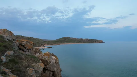 The movement of clouds in the spring in the steppe part of the Crimea Stock Footage 85515863