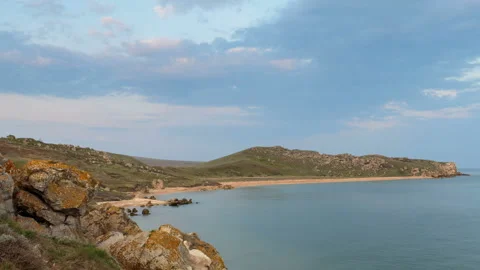 The movement of clouds in the spring in the steppe part of the Crimea peninsula Stock Footage 85515866