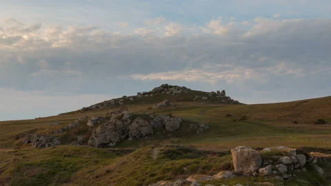 The movement of clouds in the spring in the steppe part of the Crimea Stock Footage 85516008