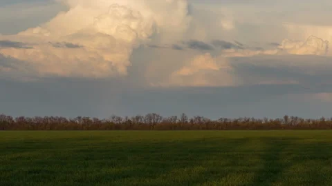 The movement of clouds in the spring in the steppe part of the Crimea peninsula Stock Footage 85516030