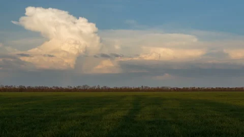 The movement of clouds in the spring in the steppe part of the Crimea Stock Footage 85516073