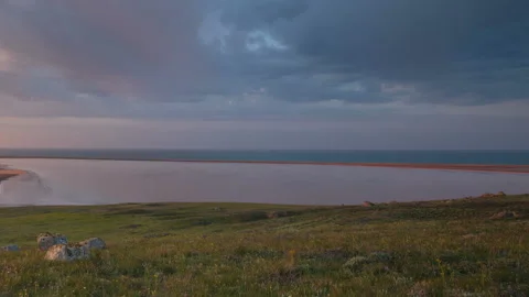 The movement of clouds in the spring in the steppe part of the Crimea peninsula Stock Footage 85516122