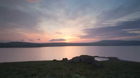 The movement of clouds in the spring in the steppe part of the Crimea Stock Footage 85516148