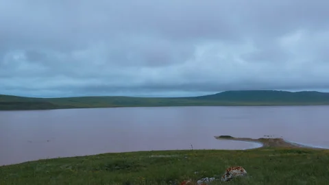 The movement of clouds in the spring in the steppe part of the Crimea peninsula Stock Footage 87458795