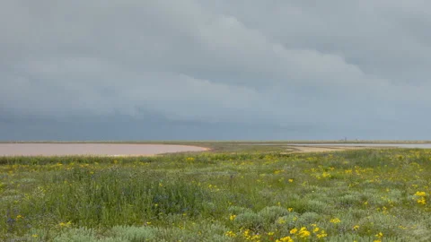 The movement of clouds in the spring in the steppe part of the Crimea peninsula Stock Footage 87459761