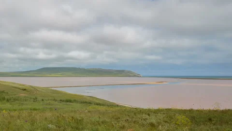 The movement of clouds in the spring in the steppe part of the Crimea peninsula Stock Footage 87459962