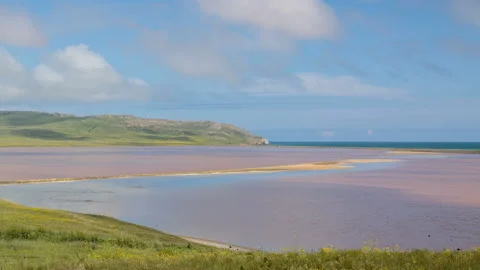 The movement of clouds in the spring in the steppe part of the Crimea peninsula Stock Footage 87460463