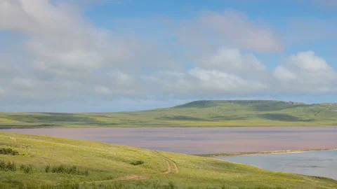The movement of clouds in the spring in the steppe part of the Crimea peninsula Stock Footage 87460500
