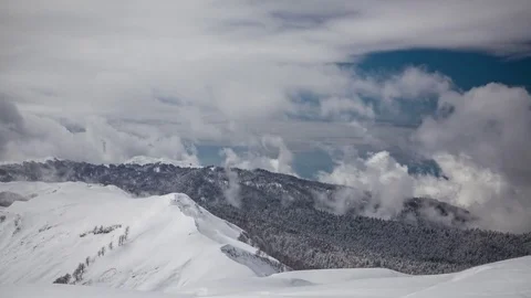 Movement of clouds. Winter mountain valley Stock-Footage 83716241