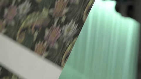 Movement of colored cardboard sheets along conveyor in shop Stock Footage 295151936