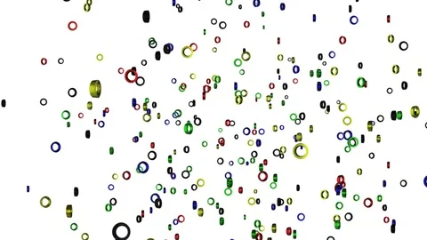Movement of colored three-dimensional rings of a ring. sporty background Video stock 83715303