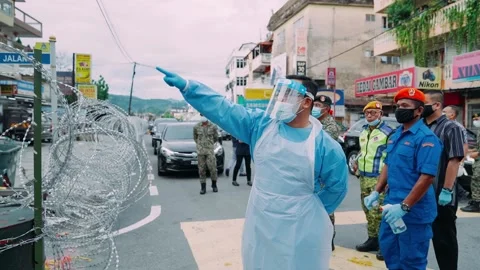 Movement Control Order - Malaysia Covid 19 response team Stock-Footage 143409691