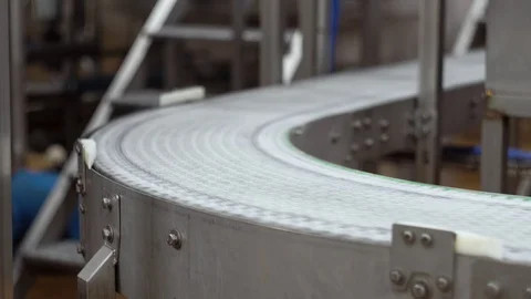 Movement of conveyor belt without objects on it Stock Footage 121795027