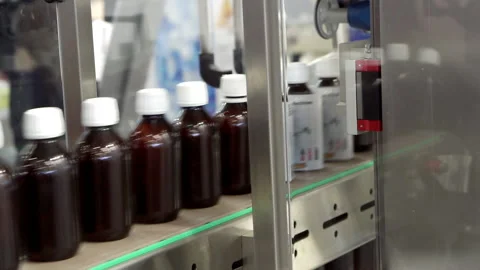 The movement of the conveyor line for labeling. Stock Footage 197408777