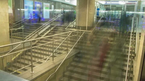 Movement of crowd underground crossing timelapse Stock Footage 59281713