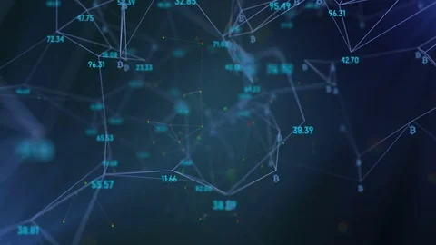 Movement of crypto currencies in the economic model, logo bitcoin. rotation in a Stock Footage
