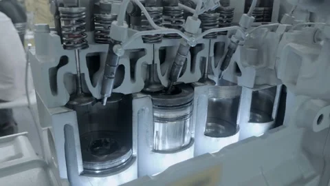The movement of the cylinders of the internal combustion engine Stock Footage 111344997