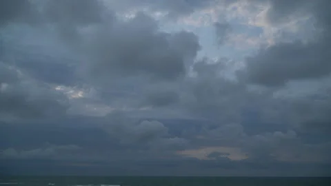 The movement of dark clouds in the air on the eve of rain and strong laughter Video stock 246418574