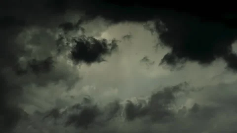 Movement of dark rain thunderclouds floating across the sky on a bad weather day Stock Footage 157848871