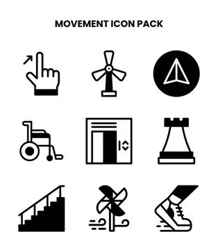 Movement DuoTone Collection Icons Pack Stock Illustration