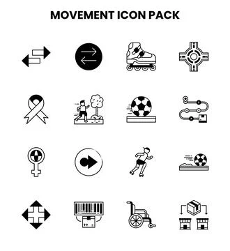 Movement DuoTone Icons Pack Stock Illustration