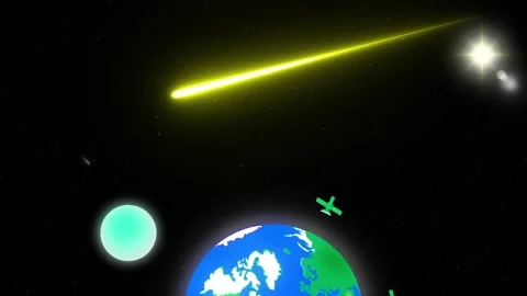 The movement of the earth and the moon in outer space. Stock Footage 149107047