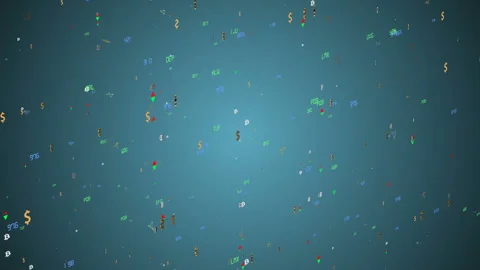The movement of economic particles. bitcoin and dollar icons. the indicators Stock Footage 87208915